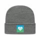 Cuffed knit cap in grey with heart on ombre patch