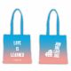 Canvas tote in blue/pink ombre design